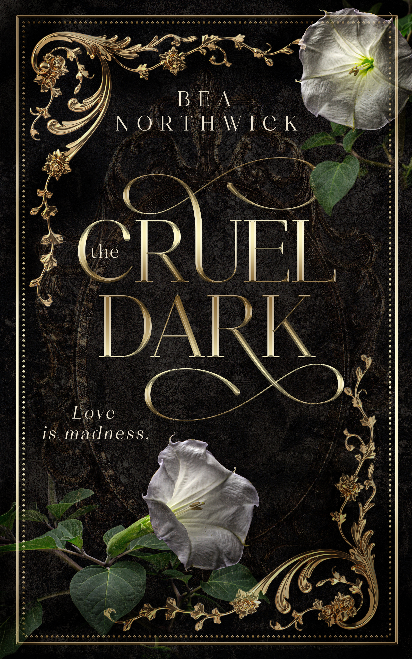 An autumn themed fantasy book cover design with dead leaves, yellow roses, and a rusted lock.
